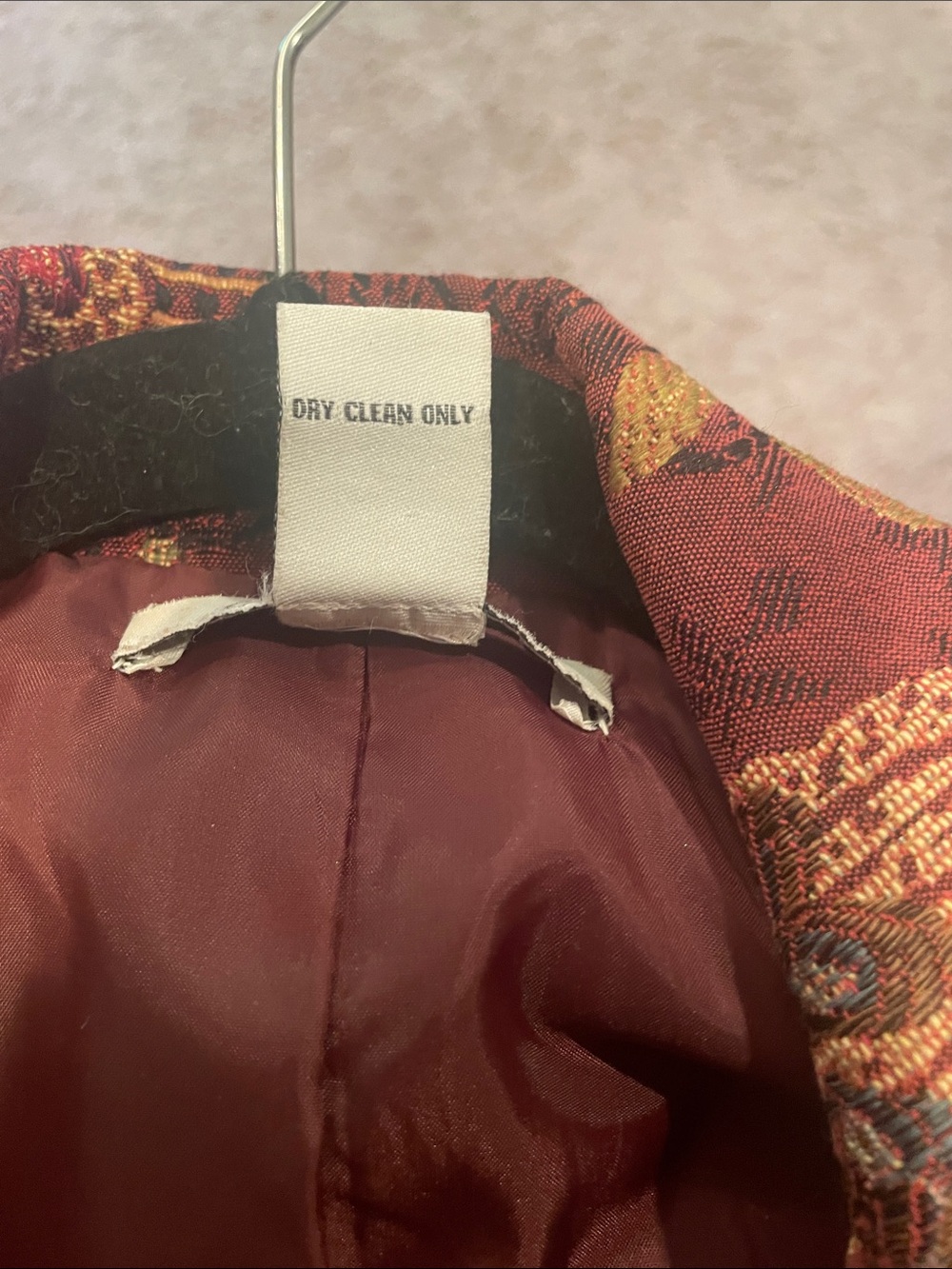 CAbi Burgundy Floral Jacquard Blazer Coat with side pockets Size 4 - Picture 11 of 11